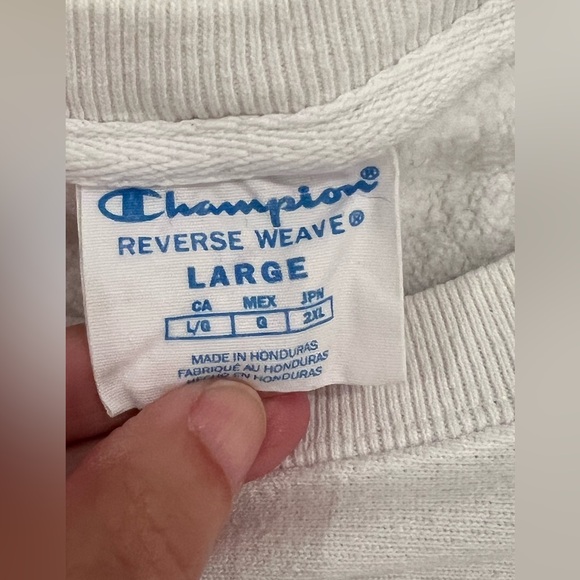 Champion White Crew Sweatshirt w/ Logo | Size Large | Preowned | Good condition - Picture 6 of 6